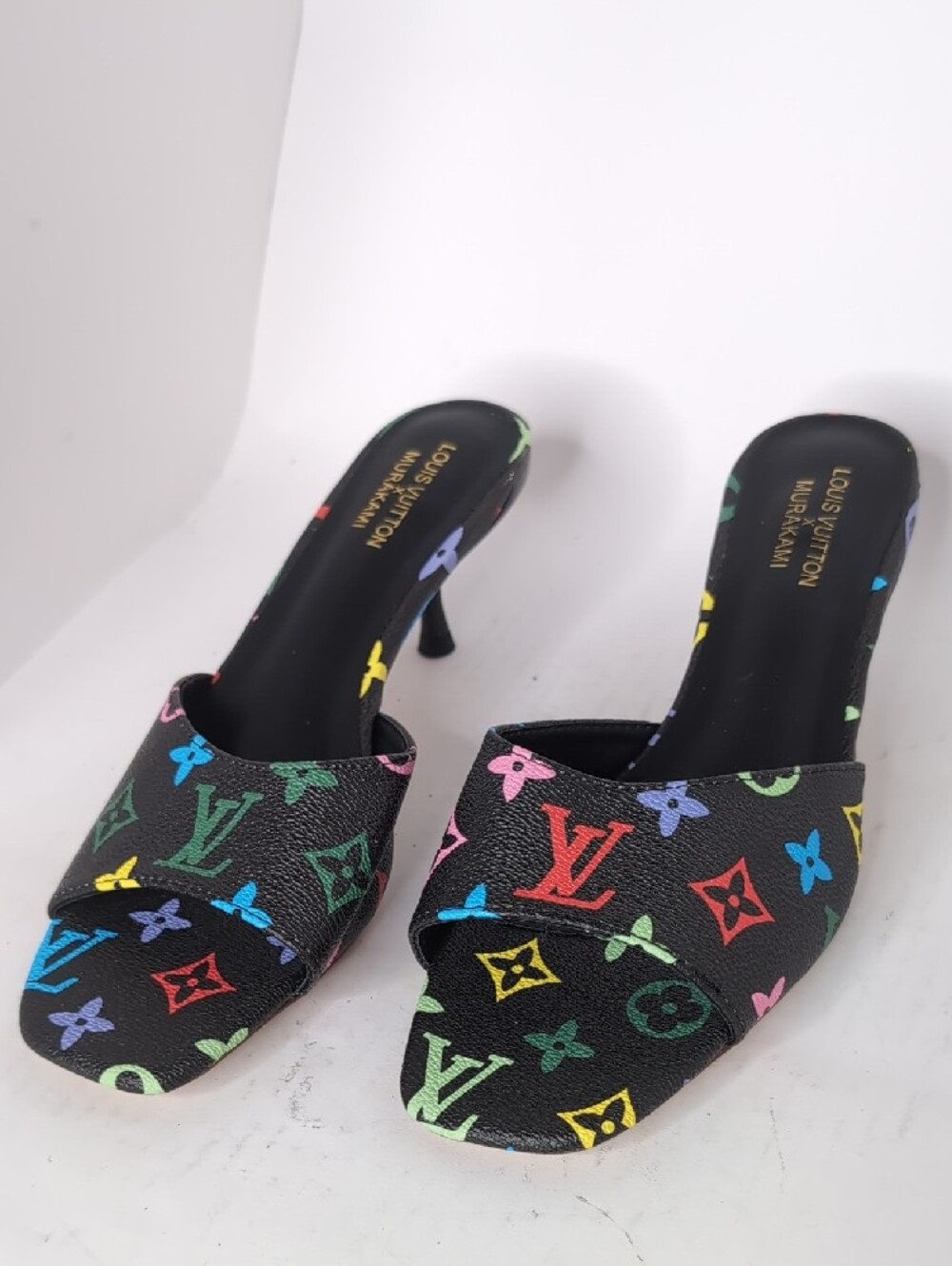 Black Multicolor Open-Toe Mules - Picture 7 of 7